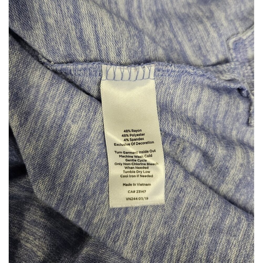 Talbots V-Neck Knit Top Lace-Up Sleeve Casual Pullover Blue Lp - Picture 5 of 5